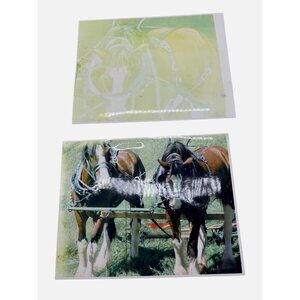 Vintage Horse Team Photos 2-Piece Set art wagon hitch 11X8.5" READ